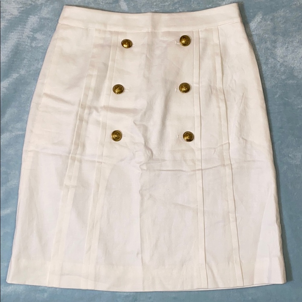 J.CREW Pleat Front Linen Blend Sailor Skirt, Ivory